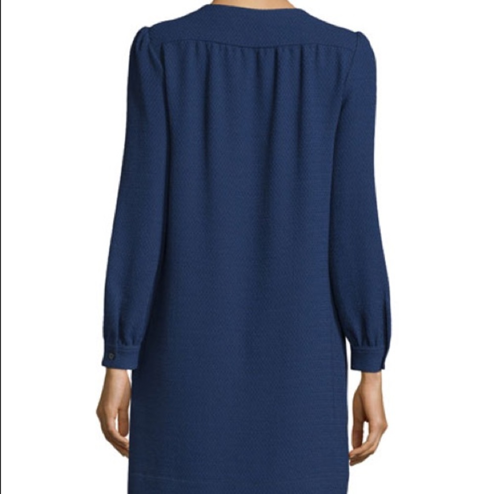 See by Chloe Long-Sleeve Lace-Up Shift Dress Navy - Picture 2 of 3